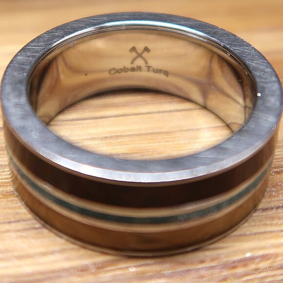 Manly Bands Cobalt Turq Man's Ring Browns and Turquois Size 7.5 - Picture 2 of 6